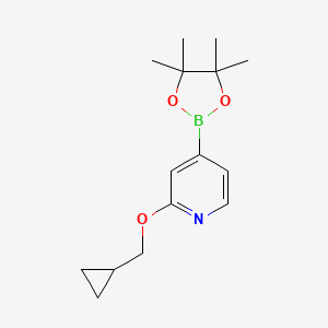 molecular formula C15H22BNO3 B1427804 2-(Cyclopropylmethoxy)-4-(4,4,5,5-tetramethyl-1,3,2-dioxaborolan-2-yl)pyridine CAS No. 1346707-99-0