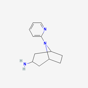 molecular formula C12H17N3 B1427814 8-(Pyridin-2-yl)-8-azabicyclo[3.2.1]octan-3-amine CAS No. 1305802-75-8
