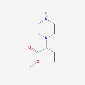 molecular formula C9H18N2O2 B1427820 Methyl 2-(piperazin-1-yl)butanoate CAS No. 1218333-65-3