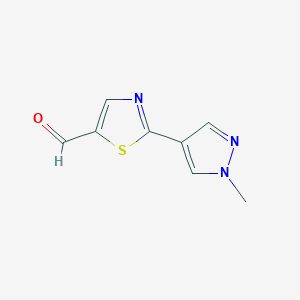 molecular formula C8H7N3OS B1427824 2-(1-methyl-1H-pyrazol-4-yl)-1,3-thiazole-5-carbaldehyde CAS No. 1248209-05-3