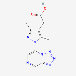 molecular formula C11H11N7O2 B1427866 2-(3,5-dimethyl-1-{[1,2,3,4]tetrazolo[1,5-a]pyrazin-5-yl}-1H-pyrazol-4-yl)acetic acid CAS No. 1291943-51-5