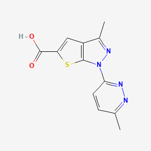 molecular formula C12H10N4O2S B1427867 3-methyl-1-(6-methylpyridazin-3-yl)-1H-thieno[2,3-c]pyrazole-5-carboxylic acid CAS No. 1443979-97-2