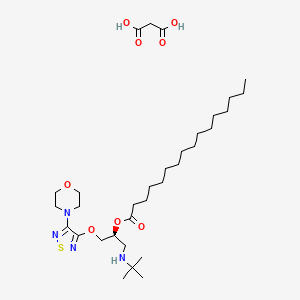 molecular formula C32H58N4O8S B14279100 [(2S)-1-(tert-butylamino)-3-[(4-morpholin-4-yl-1,2,5-thiadiazol-3-yl)oxy]propan-2-yl] hexadecanoate;propanedioic acid CAS No. 152190-84-6