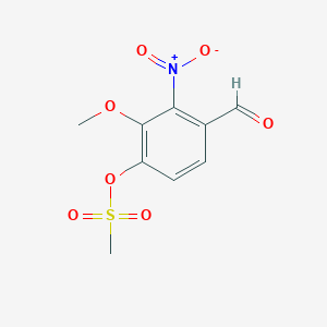 molecular formula C9H9NO7S B14279110 4-Formyl-2-methoxy-3-nitrophenyl methanesulfonate CAS No. 126070-80-2