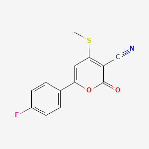 molecular formula C13H8FNO2S B14279182 2H-Pyran-3-carbonitrile, 6-(4-fluorophenyl)-4-(methylthio)-2-oxo- CAS No. 153391-26-5