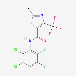 molecular formula C12H5Cl4F3N2OS B14279312 5-Thiazolecarboxamide, 2-methyl-N-(2,3,5,6-tetrachlorophenyl)-4-(trifluoromethyl)- CAS No. 130000-57-6