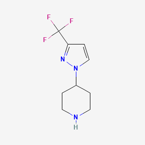 molecular formula C9H12F3N3 B1427933 4-[3-(trifluoromethyl)-1H-pyrazol-1-yl]piperidine CAS No. 1248474-59-0