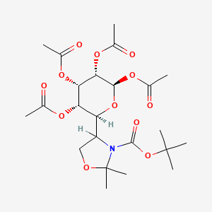 molecular formula C23H35NO12 B14279456 beta-L-Ribopyranose, 5-C-(3-((1,1-dimethylethoxy)carbonyl)-2,2-dimethyl-4-oxazolidinyl)-, 1,2,3,4-tetraacetate, (5R(R))- CAS No. 135086-52-1