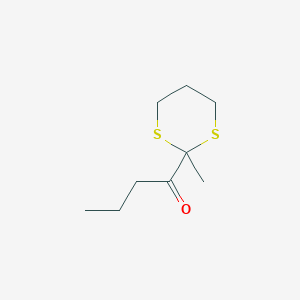 molecular formula C9H16OS2 B14279680 1-(2-Methyl-1,3-dithian-2-yl)butan-1-one CAS No. 121829-97-8