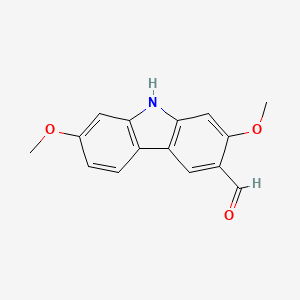 molecular formula C15H13NO3 B14279760 9H-Carbazole-3-carboxaldehyde, 2,7-dimethoxy- CAS No. 132160-50-0