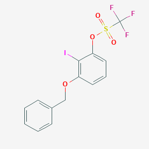 molecular formula C14H10F3IO4S B14279793 (2-iodo-3-phenylmethoxyphenyl) trifluoromethanesulfonate 