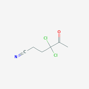 molecular formula C6H7Cl2NO B14279895 Hexanenitrile, 4,4-dichloro-5-oxo- CAS No. 123280-63-7