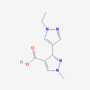 molecular formula C10H12N4O2 B1427990 3-(1-乙基-1H-吡唑-4-基)-1-甲基-1H-吡唑-4-羧酸 CAS No. 1249995-53-6