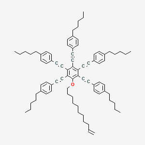 molecular formula C82H96O B14280081 1,1',1'',1''',1''''-[{6-[(Undec-10-en-1-yl)oxy]benzene-1,2,3,4,5-pentayl}penta(ethyne-2,1-diyl)]pentakis(4-pentylbenzene) CAS No. 135566-54-0