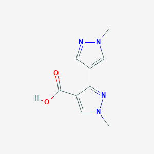 molecular formula C9H10N4O2 B1428018 1-甲基-3-(1-甲基-1H-吡唑-4-基)-1H-吡唑-4-羧酸 CAS No. 1249019-47-3