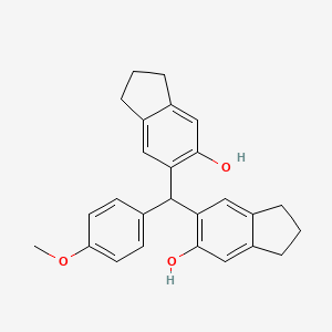 molecular formula C26H26O3 B14280738 6,6'-[(4-Methoxyphenyl)methylene]di(2,3-dihydro-1H-inden-5-ol) CAS No. 128475-33-2