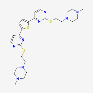 2,5-Bis(2-((2-(4-methylpiperazin-1-yl)ethyl)thio)-4-pyrimidinyl)thiophene