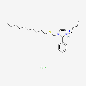 molecular formula C24H41ClN2S B14280897 1-Butyl-3-[(decylsulfanyl)methyl]-2-phenyl-2,3-dihydro-1H-imidazol-1-ium chloride CAS No. 128814-39-1