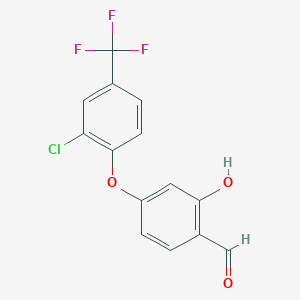 molecular formula C14H8ClF3O3 B14280923 4-[2-Chloro-4-(trifluoromethyl)phenoxy]-2-hydroxybenzaldehyde CAS No. 128079-85-6