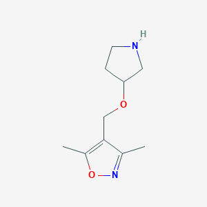 molecular formula C10H16N2O2 B1428111 3,5-二甲基-4-[(吡咯烷-3-氧基)甲基]-1,2-恶唑 CAS No. 1248491-43-1