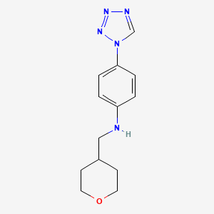 N-(oxan-4-ylmethyl)-4-(1H-1,2,3,4-tetrazol-1-yl)aniline
