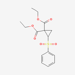 molecular formula C15H18O6S B14281286 Diethyl 2-(benzenesulfonyl)cyclopropane-1,1-dicarboxylate CAS No. 126947-12-4