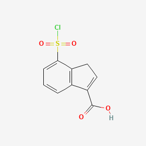 molecular formula C10H7ClO4S B14281410 7-(Chlorosulfonyl)-1H-indene-3-carboxylic acid CAS No. 135806-09-6