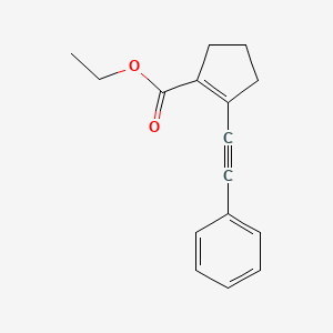 molecular formula C16H16O2 B14281541 Ethyl 2-(phenylethynyl)cyclopent-1-ene-1-carboxylate CAS No. 138616-36-1