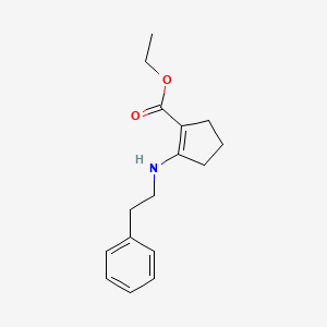 molecular formula C16H21NO2 B14281578 1-Cyclopentene-1-carboxylic acid, 2-[(2-phenylethyl)amino]-, ethyl ester CAS No. 163086-08-6