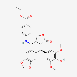 ethyl 4-[[(5R,9S)-9-(4-hydroxy-3,5-dimethoxyphenyl)-8-oxo-5a,6,8a,9-tetrahydro-5H-[2]benzofuro[5,6-f][1,3]benzodioxol-5-yl]amino]benzoate