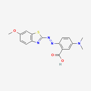 molecular formula C17H16N4O3S B14281873 5-(Dimethylamino)-2-[(E)-(6-methoxy-1,3-benzothiazol-2-yl)diazenyl]benzoic acid CAS No. 160148-37-8