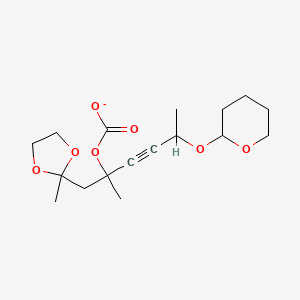 molecular formula C17H25O7- B14282207 2-Methyl-1-(2-methyl-1,3-dioxolan-2-yl)-5-[(oxan-2-yl)oxy]hex-3-yn-2-yl carbonate CAS No. 133489-05-1