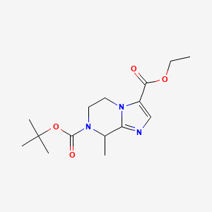 molecular formula C15H23N3O4 B1428221 8-甲基-5,6-二氢-8H-咪唑并[1,2-a]哒嗪-3,7-二甲酸 7-叔丁基酯 3-乙基酯 CAS No. 1350475-39-6