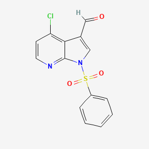 molecular formula C14H9ClN2O3S B14282562 1H-Pyrrolo[2,3-b]pyridine-3-carboxaldehyde, 4-chloro-1-(phenylsulfonyl)- 