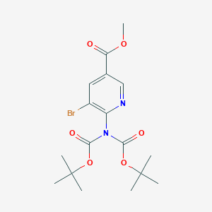 molecular formula C17H23BrN2O6 B1428263 6-{双[(叔丁氧基)羰基]氨基}-5-溴吡啶-3-甲酸甲酯 CAS No. 1393845-63-0