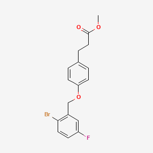 molecular formula C17H16BrFO3 B1428266 3-{4-[(2-溴-5-氟苯基)甲氧基]苯基}丙酸甲酯 CAS No. 1407516-40-8