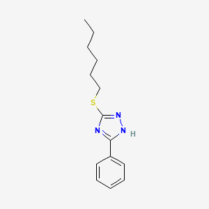 molecular formula C14H19N3S B14282756 3-(Hexylsulfanyl)-5-phenyl-1H-1,2,4-triazole CAS No. 126891-37-0