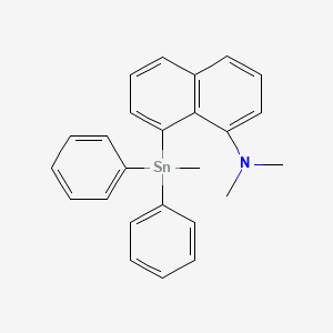 molecular formula C25H25NSn B14282765 1-Naphthalenamine, N,N-dimethyl-8-(methyldiphenylstannyl)- CAS No. 133071-19-9