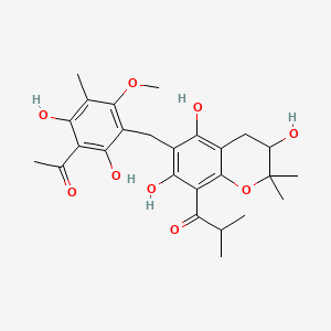 molecular formula C26H32O9 B14282769 Isobutyrylmallotochromanol CAS No. 129399-53-7