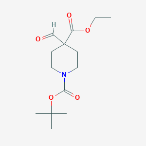 molecular formula C14H23NO5 B1428315 1-叔丁基 4-乙基 4-甲酰基哌啶-1,4-二甲酸酯 CAS No. 1253791-57-9
