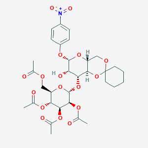 molecular formula C32H41NO17 B1428325 4-Nitrophenyl 3-O-(2,3,4,6-tetra-O-acetyl-alpha-D-mannopyranosyl)-4,6-O-cyclohexylidene-beta-D-mannopyranoside CAS No. 1041195-59-8
