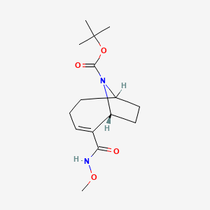 molecular formula C15H24N2O4 B14283256 tert-Butyl (6R)-5-(methoxycarbamoyl)-9-azabicyclo(4.2.1)non-4-ene-9-carboxylate CAS No. 125736-17-6