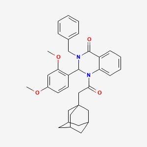 4(1H)-Quinazolinone, 2,3-dihydro-2-(2,4-dimethoxyphenyl)-3-(phenylmethyl)-1-(tricyclo(3.3.1.(sup 3,7))dec-1-ylacetyl)-