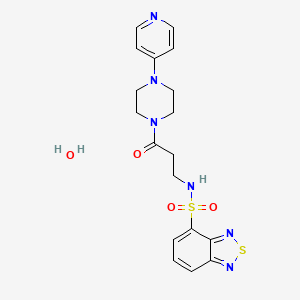 molecular formula C18H22N6O4S2 B1428334 N-(3-Oxo-3-(4-(pyridin-4-YL)piperazin-1-YL)propyl)benzo[C][1,2,5]thiadiazole-4-sulfonamide hydrate CAS No. 1202864-36-5
