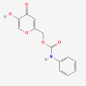 molecular formula C13H11NO5 B14283619 (5-Hydroxy-4-oxo-4H-pyran-2-yl)methyl phenylcarbamate CAS No. 139109-08-3