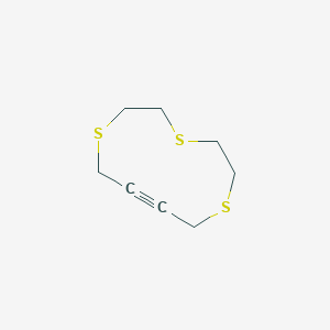 molecular formula C8H12S3 B14283788 1,4,7-Trithiacycloundec-9-yne CAS No. 158548-70-0