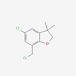 molecular formula C11H12Cl2O B1428406 5-Chloro-7-(chloromethyl)-3,3-dimethyl-2,3-dihydrobenzofuran CAS No. 1234847-20-1