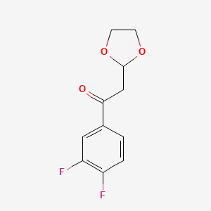 molecular formula C11H10F2O3 B1428422 1-(3,4-二氟苯基)-2-(1,3-二氧戊环-2-基)-乙酮 CAS No. 1263365-98-5