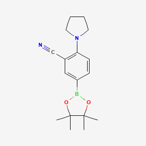 molecular formula C17H23BN2O2 B1428425 2-(Pyrrolidin-1-yl)-5-(4,4,5,5-tetramethyl-1,3,2-dioxaborolan-2-yl)benzonitrile CAS No. 1351502-30-1