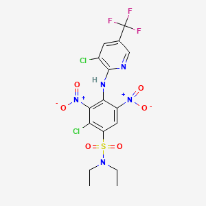 molecular formula C16H14Cl2F3N5O6S B14284395 Benzenesulfonamide, 2-chloro-4-((3-chloro-5-(trifluoromethyl)-2-pyridinyl)amino)-N,N-diethyl-3,5-dinitro- CAS No. 133230-04-3